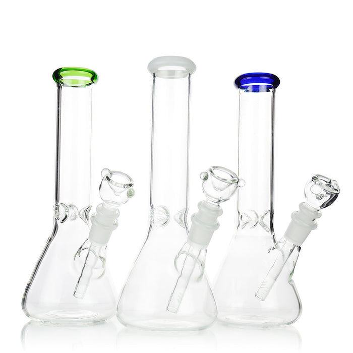 10" Classic Clear Beaker Bong with Color Mouthpiece