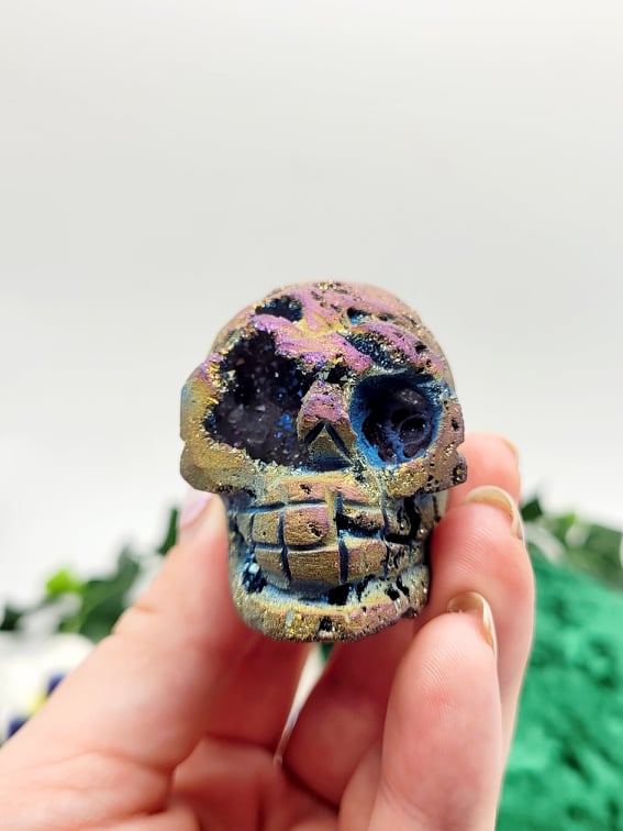 2" Rainbow Titanium Crystal Skull