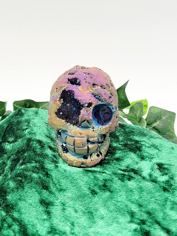 2" Rainbow Titanium Crystal Skull