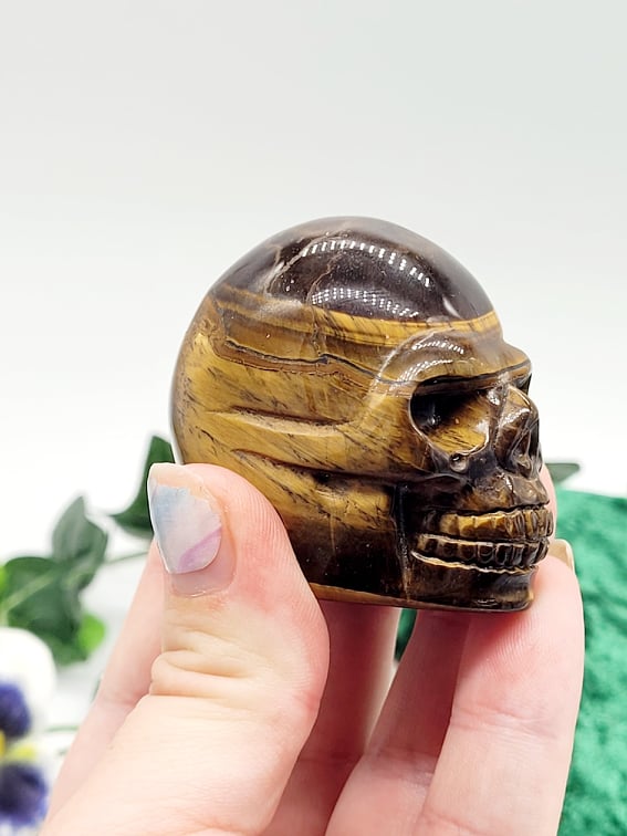 2" Tigers Eye Crystal Skull