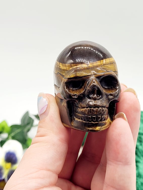2" Tigers Eye Crystal Skull