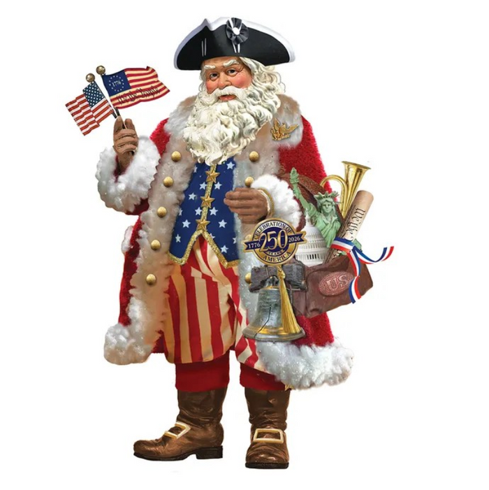 250th anniversary 1776 american santa ornament