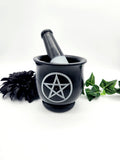 3-4" Black Soapstone Pentacle Mortar & Pestle