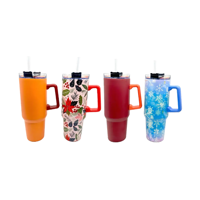 40 oz Stainless-Steel Insulated Seasonal Cups - 12 Pieces Per Retail Ready Display 88572 - NOVELTY INC WHOLESALE