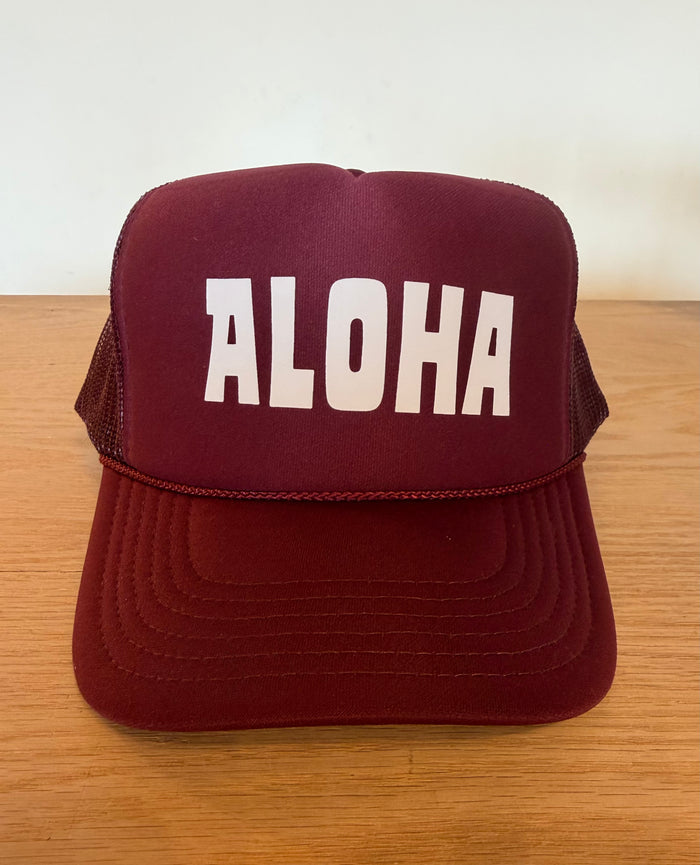 ALOHA Trucker Hat -Burgundy