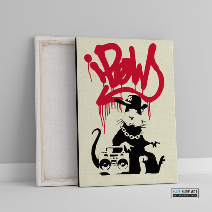 Banksy Gangsta Rat Banksy Art, Graffiti Original Handmade Art by Blue Surf Art