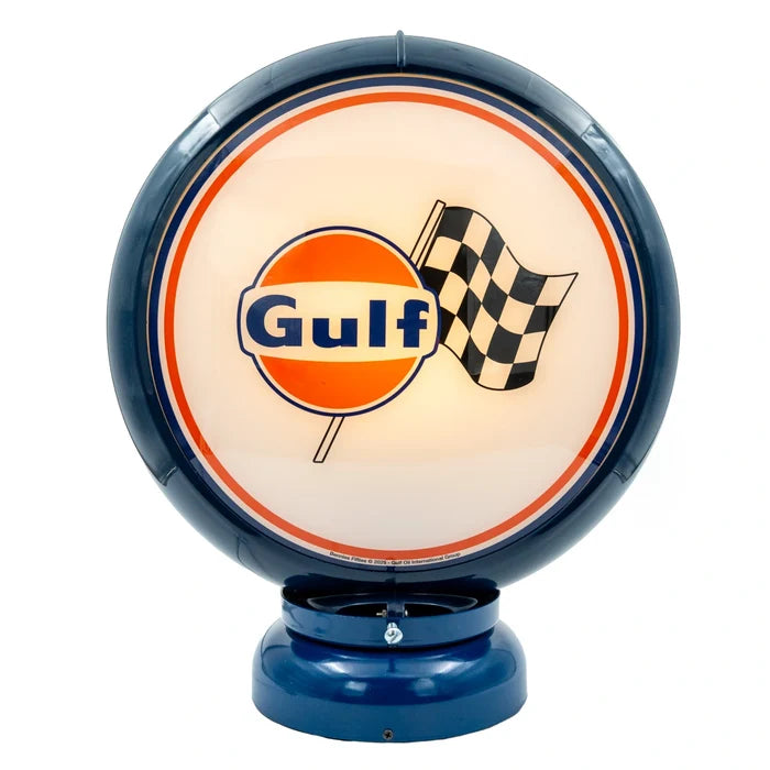Benzinepomp Globe Logo + Race Vlag Blauw - Gulf