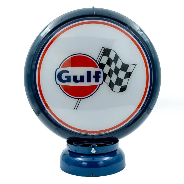 Benzinepomp Globe Logo + Race Vlag Blauw - Gulf