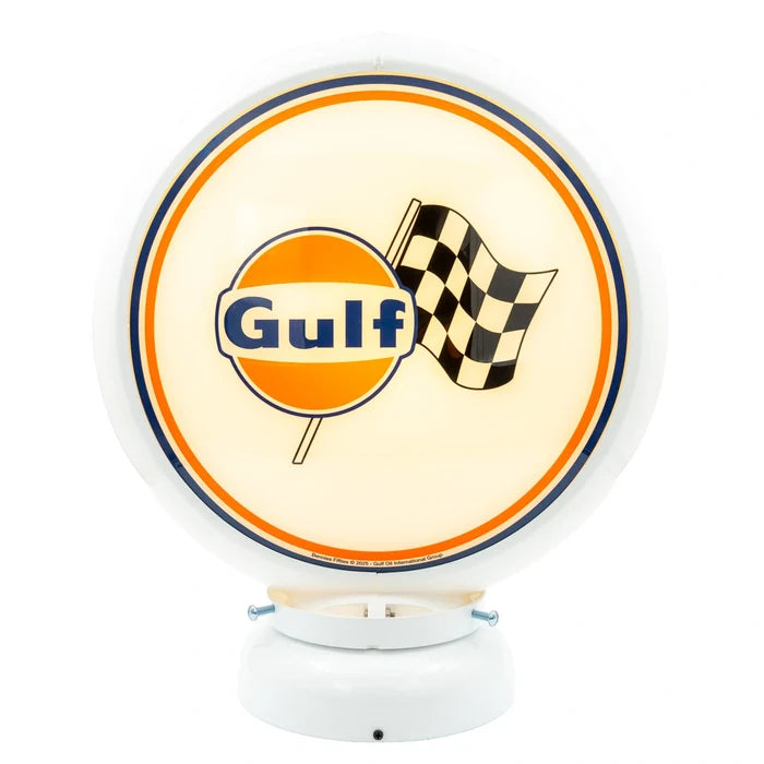 Benzinepomp Globe Logo + Race Vlag Wit - Gulf