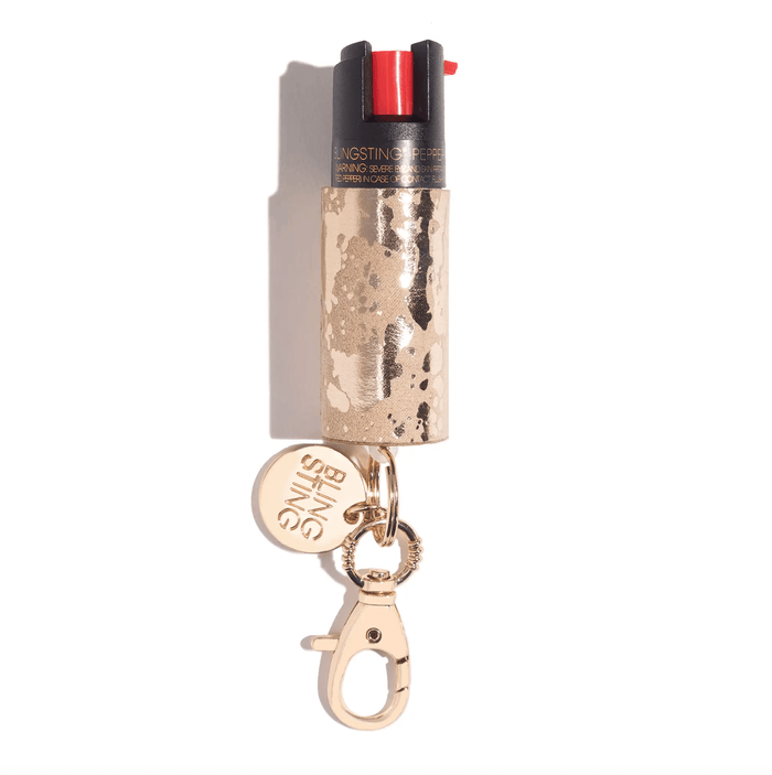 Blingsting® Pepper Spray: Gold Cowhide