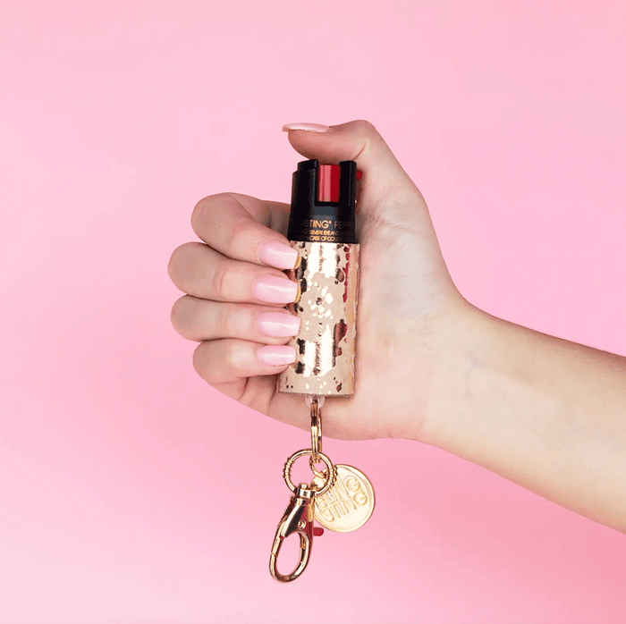 Blingsting® Pepper Spray: Gold Cowhide