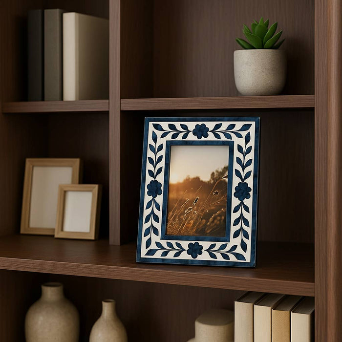 Blue Floral Photo Frame