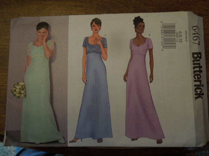 Butterick 6467, Misses, Dresses, Formals, Evening Wear, Uncut Sewing Pattern
