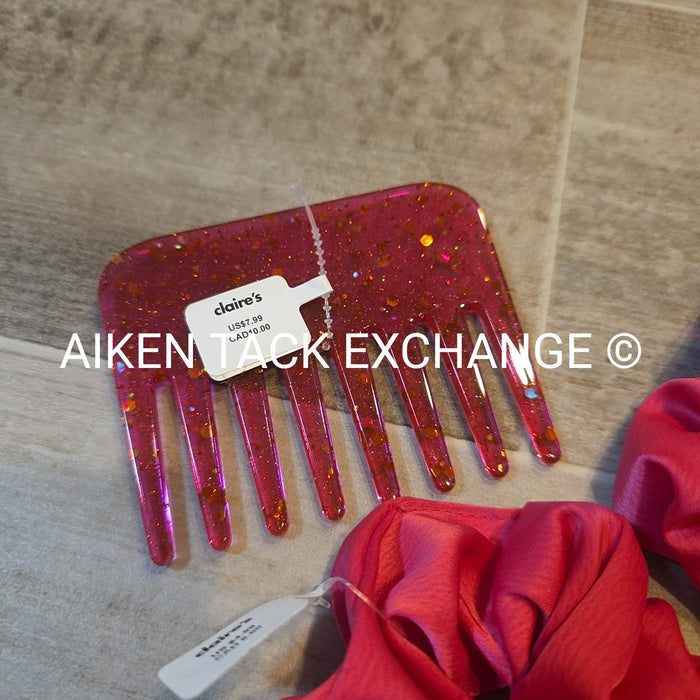 Claire's Hair Bundle - Detangling Comb + 2 Scrunchies