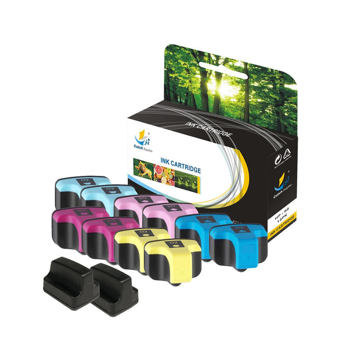 Compatible 12 Combo Pack HP 02 Standard Yield Ink Cartridge