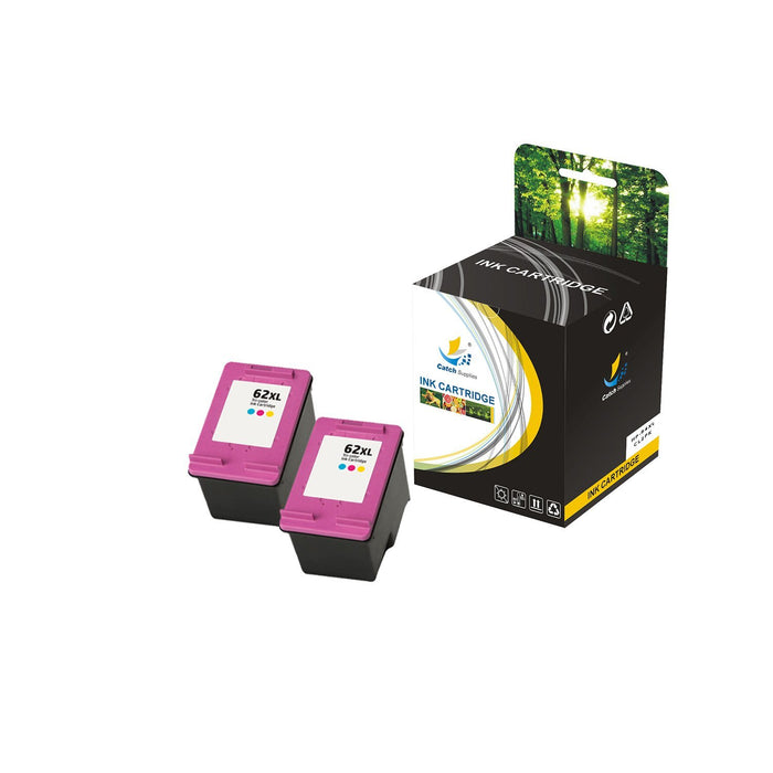 Compatible 2 Color Pack HP 62XL High Yield Ink Cartridge