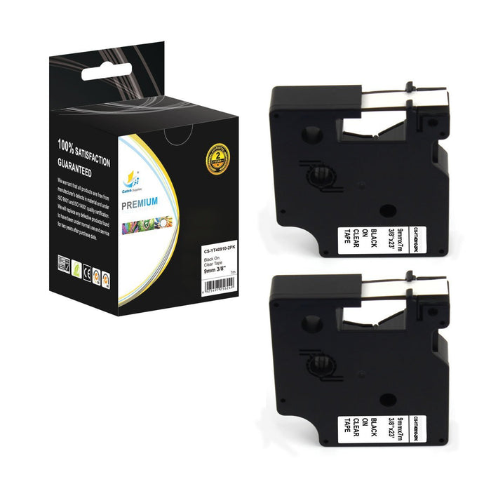 Compatible 2 Pack Dymo 40913 Black on Clear Labeling Tapes