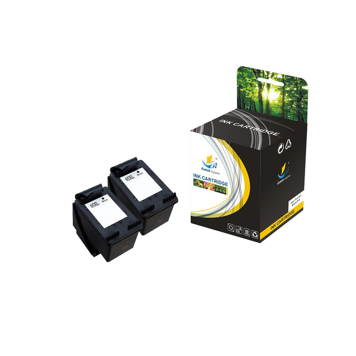 Compatible 2 Pack HP 65XL Black High Yield Ink Cartridge