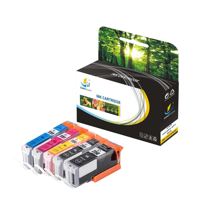 Compatible 5 Combo Pack Canon PGI 250 High Yield Ink Cartridge