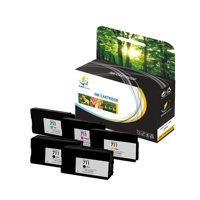 Compatible 5 Combo Pack HP 711XL High Yield Ink Cartridge