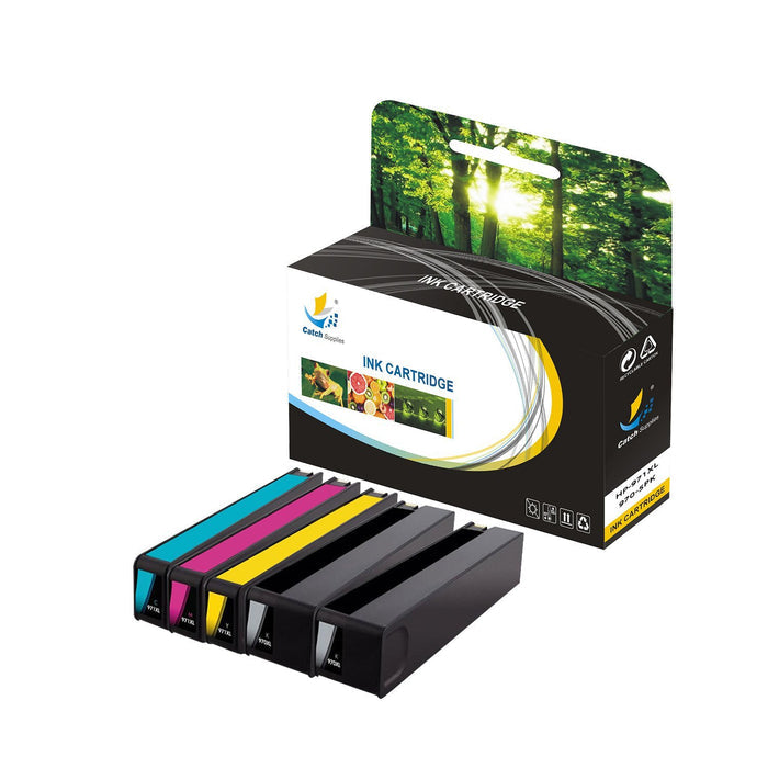Compatible 5 Pack HP 970XL, 971XL High Yield Ink Cartridge