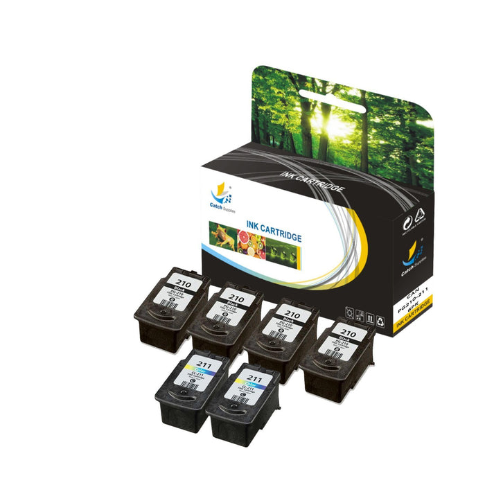 Compatible 6 Pack Canon PG210 CL211 Standard Yield Ink Cartridge