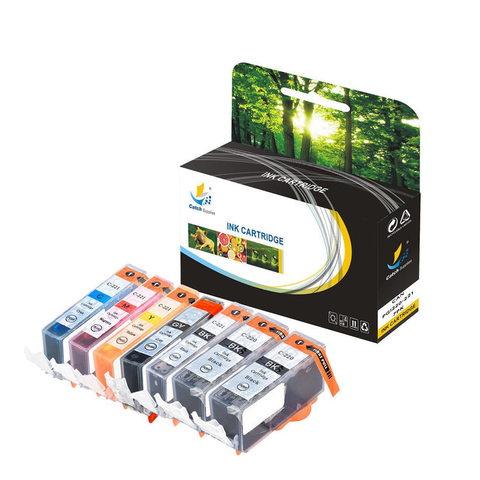 Compatible 7 Pack Canon PGI 220 221 Standard Yield Ink Cartridge