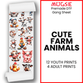 Cute Farm Animals DTF Transfer Gang Sheets - 22x60 - Direct-to-Film - Mugsie