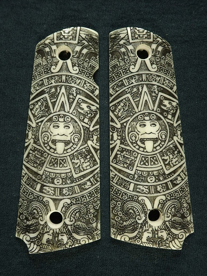 Faux Ivory Aztec Calendar 1911 Grips (Full Size)