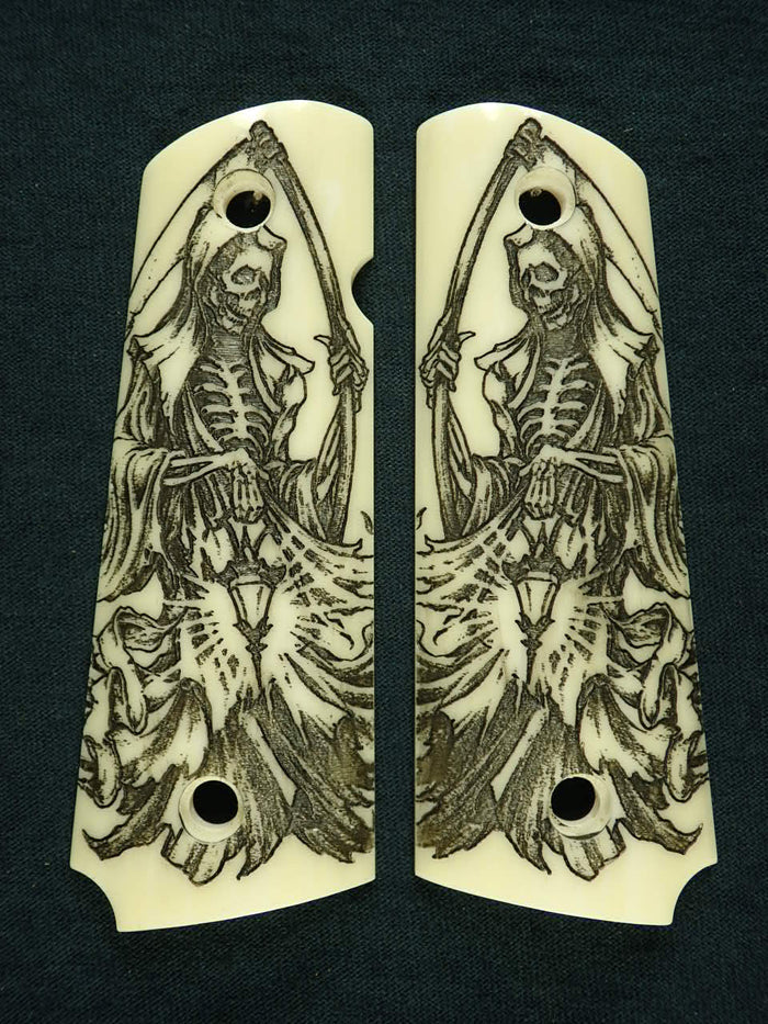Faux Ivory Grim Reaper 1911 Grips (Full Size)