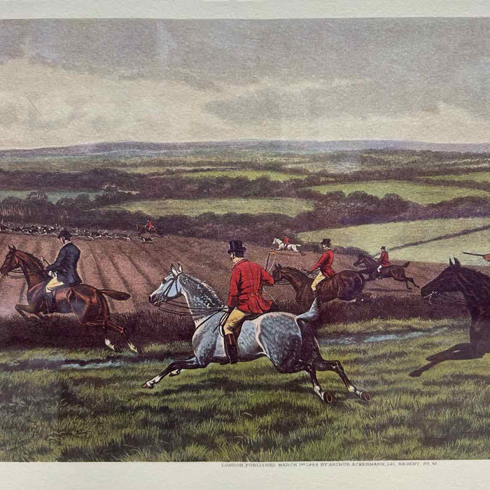 Framed Douglas Stork From Scent to View Hunt Scene, 42" x 27"