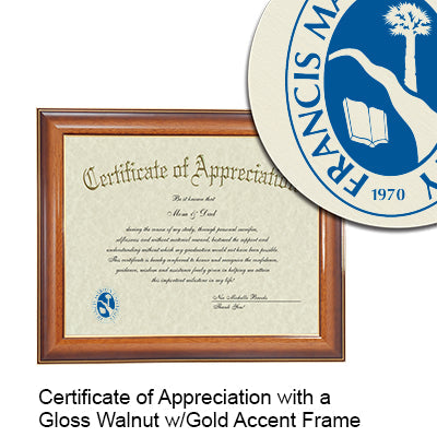 Francis Marion University Certificate with Frame