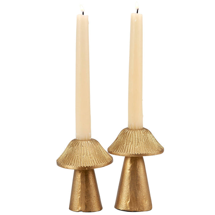 Gold Mushroom Candle Holders