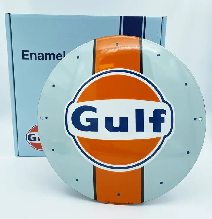 Gulf Racing Emaile Bord 30 cm Rond | Gulf