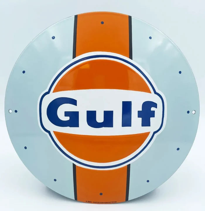 Gulf Racing Emaile Bord 30 cm Rond | Gulf