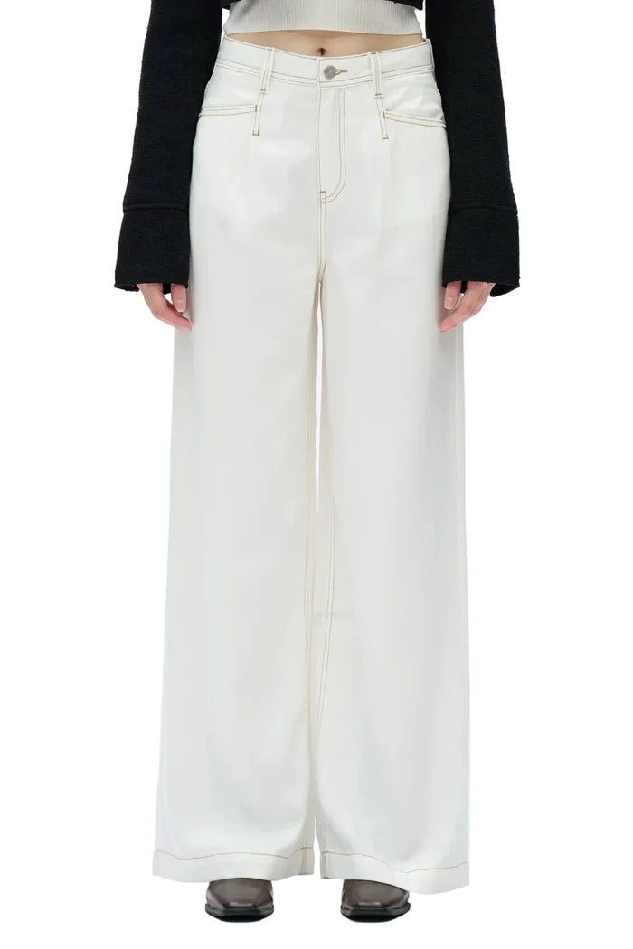 High Rise Pleated Wide Leg (White)
