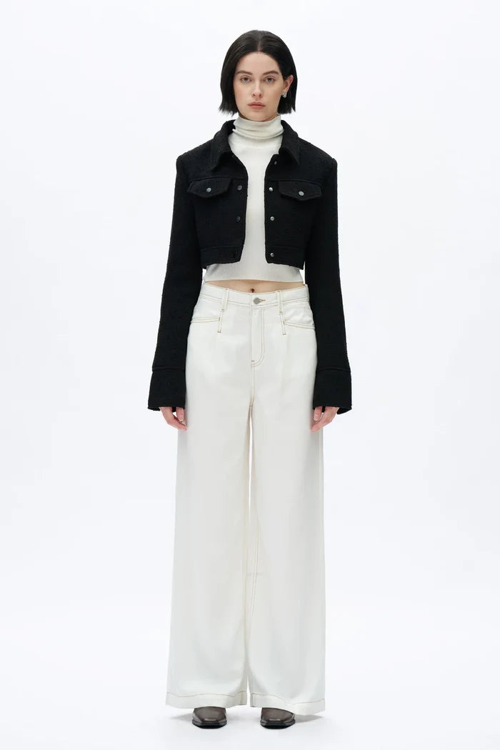 High Rise Pleated Wide Leg (White)