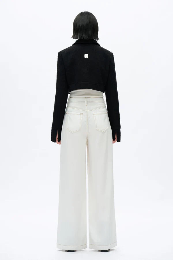 High Rise Pleated Wide Leg (White)