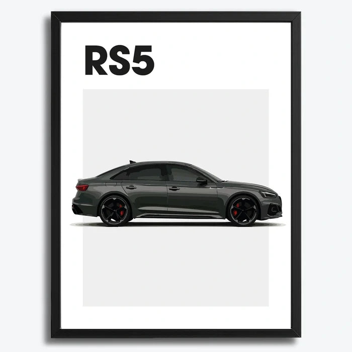 Ingelijste Poster Audi RS5 (A3) | Zwart, Wit of Hout
