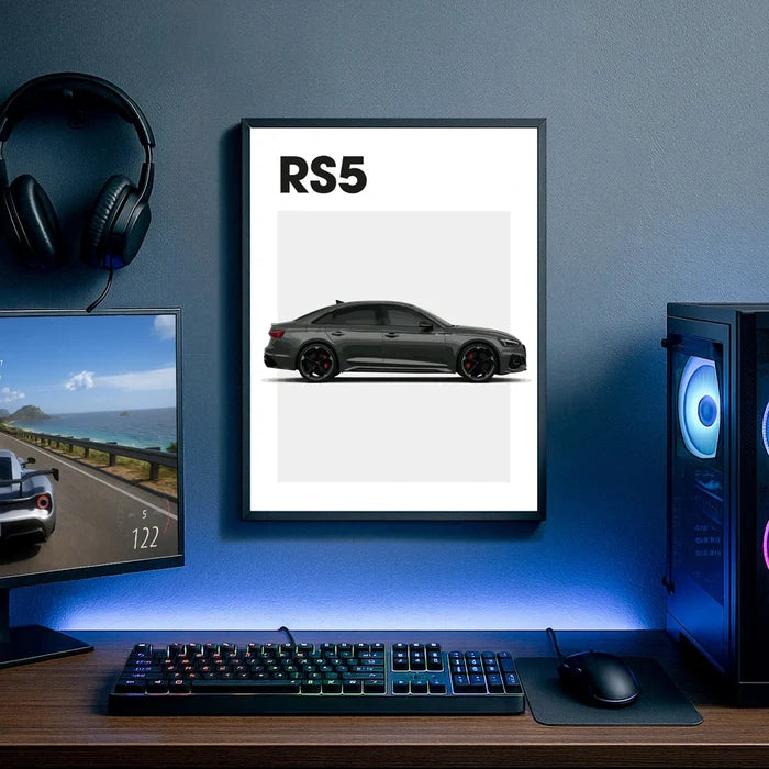 Ingelijste Poster Audi RS5 (A3) | Zwart, Wit of Hout
