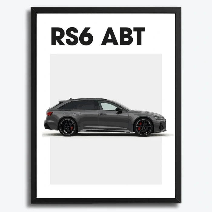 Ingelijste Poster Audi RS6 ABT (A3) | Zwart, Wit of Hout