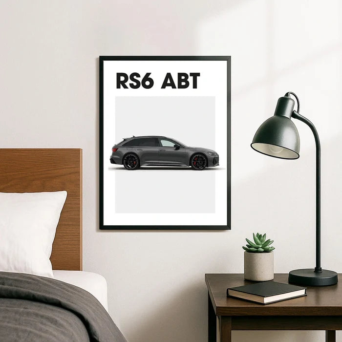 Ingelijste Poster Audi RS6 ABT (A3) | Zwart, Wit of Hout