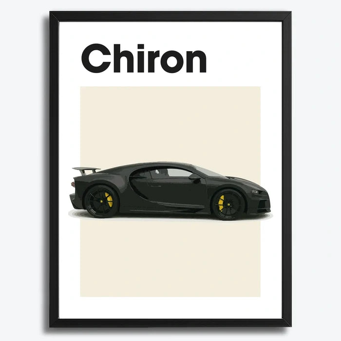 Ingelijste Poster Bugatti Chiron (A3) | Zwart, Wit of Hout