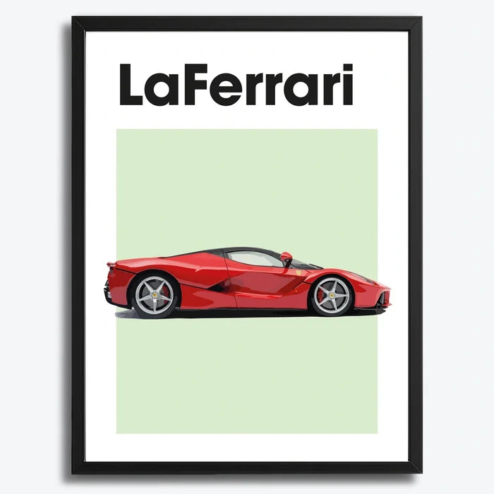 Ingelijste Poster Ferrari LaFerrari (A3) | Zwart, Wit of Hout