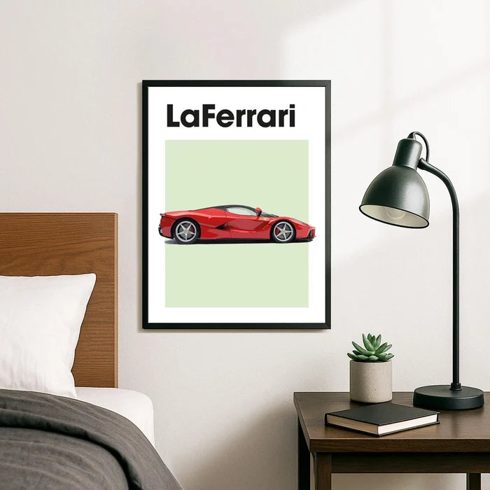 Ingelijste Poster Ferrari LaFerrari (A3) | Zwart, Wit of Hout