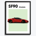 Ingelijste Poster Ferrari SF90 (A3) | Zwart, Wit of Hout