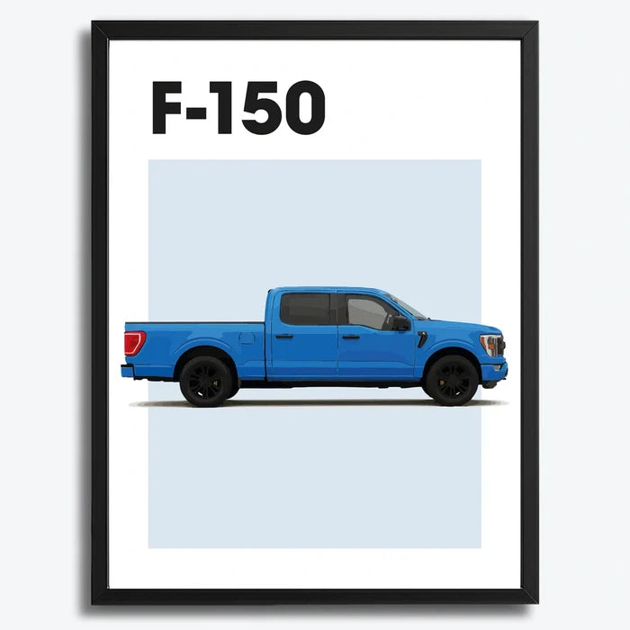 Ingelijste Poster Ford F-150 (A3) | Zwart, Wit of Hout