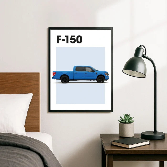 Ingelijste Poster Ford F-150 (A3) | Zwart, Wit of Hout