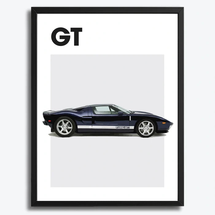 Ingelijste Poster Ford GT40 (A3) | Zwart, Wit of Hout