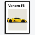 Ingelijste Poster Hennessey Venom F5 (A3) | Zwart, Wit of Hout